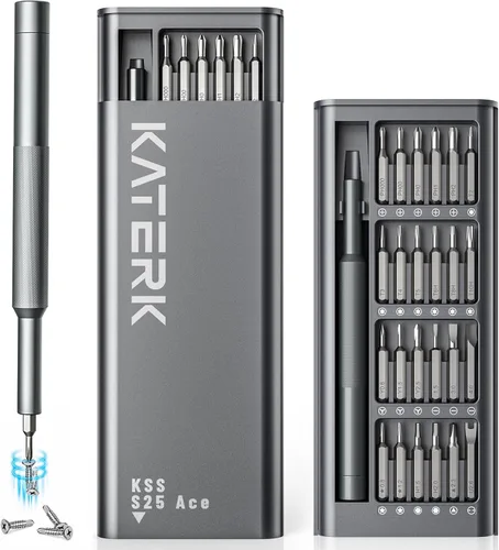 KATERK Juego de destornilladores de precisión 25 en 1, juego de destornilladores pequeños magnéticos, mini kit de herramientas de reparación para
