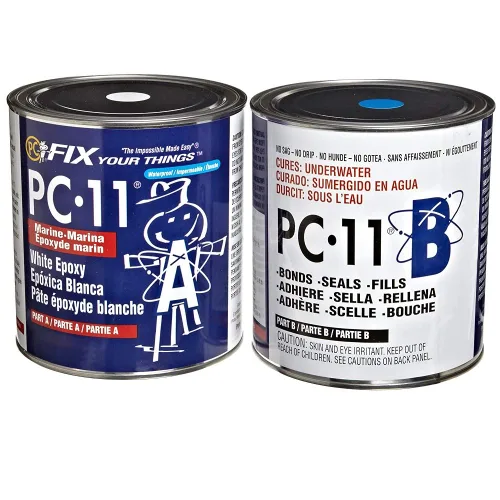 Miniatura 10 de PC-Products PC-11 Pasta adhesiva epoxi, grado marino de dos partes, 1 libra en dos latas, blanco roto 62118, paquete de 2
