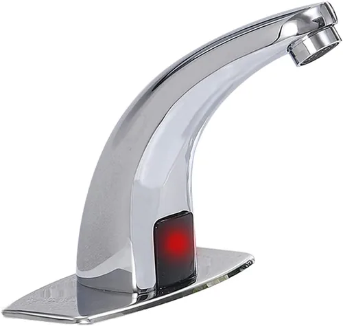 Grifo de lavabo de baño Sensor automático de temperatura sin contacto, montaje en cubierta comercial, latón macizo, activado por movimiento, bañera