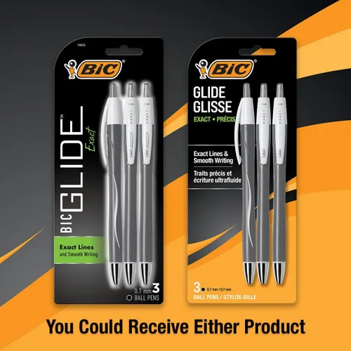 Miniatura 3 de BIC Glide Exact - Bolígrafos retráctiles negros, punta fina (0.028 in), paquete de 3 unidades, bolígrafos negros de escritura ultra suaves
