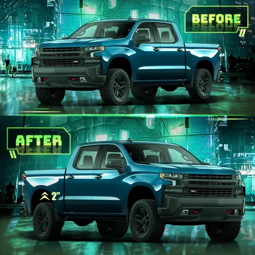 Miniatura 3 de Kit de nivelación de elevación de 2 pulgadas para la parte trasera de Chevy Silverado 1500 GMC Sierra 1500 de 1999-2023, bloque de elevación trasero