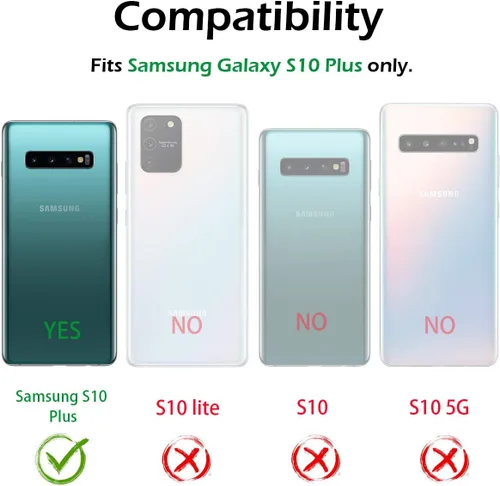 Miniatura 2 de Dexnor Funda para Galaxy S10+ Plus con protector de pantalla integrado, transparente, resistente, de cuerpo completo, a prueba de golpes, defensor