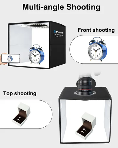 Miniatura 5 de PULUZ - Caja de estudio fotográfico, mini caja de luz plegable, anillo de luz LED, portátil, estudio fotográfico, fotografía, tienda de campaña, kit