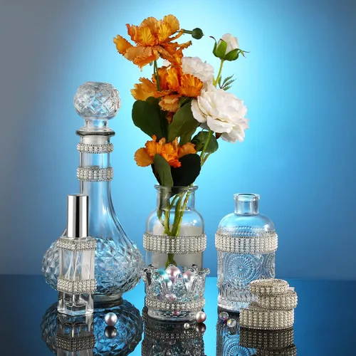 Miniatura 6 de Outus 3 rollos de calcomanías de perlas, cinta autoadhesiva con diamantes de imitación, tiras de cinta de cristal, para manualidades, boda