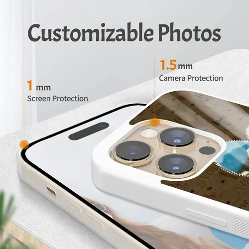 Miniatura 2 de Fundas de teléfono personalizadas con corazones estéticos con 2 imágenes, collage de cuadros, regalos a juego para parejas para iPhone 11 12 13 14
