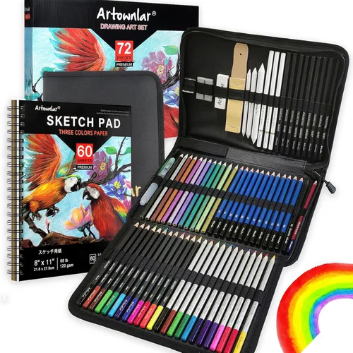 Miniatura 6 de Artownlar Juego de 72 bocetos de dibujo con cuaderno de bocetos de 8 x 11 Kit de suministros de arte profesional para artistas, adultos