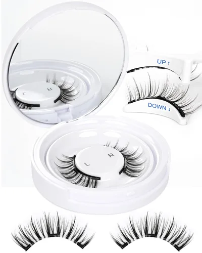 Miniatura 10 de EMEDA 002 - 10 pares de pestañas postizas de aspecto natural, pestañas postizas suaves, 100% hechas a mano, reutilizables, banda transparente, 1