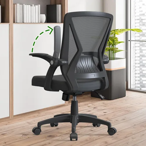 Silla de escritorio ergonómica con brazos abatibles, soporte lumbar para trabajo, estudio, adultos y estudiantes