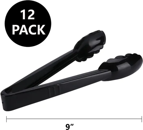 Miniatura 2 de Pinzas de plástico para cocina, juego de utensilios desechables, 12 piezas, pinzas de ensalada festoneadas de 9 pulgadas resistentes
