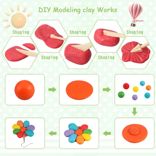 Miniatura 6 de CiaraQ - Kit de arcilla polimérica para modelar en horno, arcilla para manualidades con herramientas para esculpir, 50 colores, 1.57 kg Non-sticky