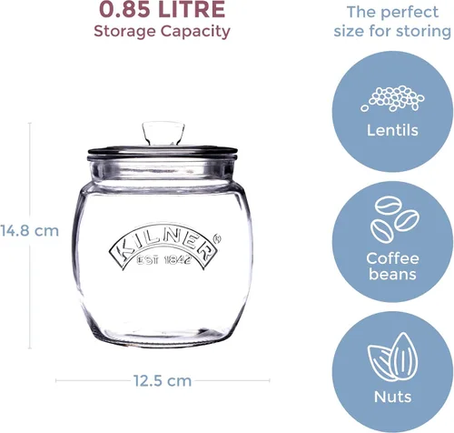 Miniatura 3 de Kilner Glassware - Tarro de almacenamiento universal duradero multiusos con tapa hermética, 28-3/4 onzas líquidas, 1 EA, transparente