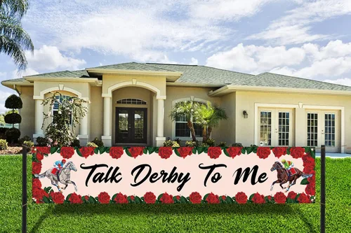 Miniatura 2 de Cartel con texto en inglés "Talk Derby To Me" - Cartel de decoración para jardín de Churchill Downs Kentucky, fiesta de carreras de caballos