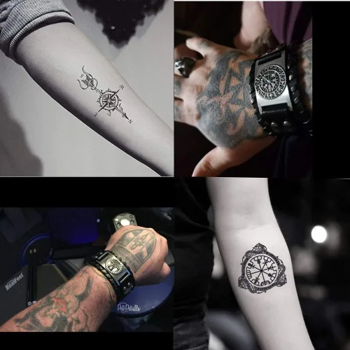 Miniatura 5 de TURTLEDOVE Pulsera vikinga vegvisir nórdico con brújula rúnica - Joyería pagana celta