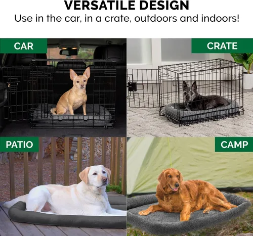 Miniatura 12 de Furhaven Cama para Perros para Perros Grandes/Medianos, 100% Lavable, Dimensionada para Adaptarse a Jaulas - Almohadilla de Jaula con Borde de Forro