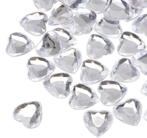 Miniatura 41 de MECCANIXITY 20 piezas de diamantes de imitación acrílicos de corazón de 0.787 pulgadas (0.787 in) con parte trasera plana, gemas de plástico