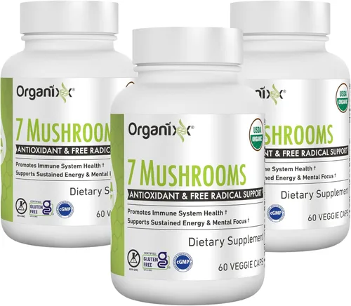 Miniatura 8 de Organixx USDA Organic Mushroom Supplement, 7 Fermented Mushrooms – Lions Mane, Shiitake, Cordyceps, Turkey Tail, Reishi – for Immune & Digestion