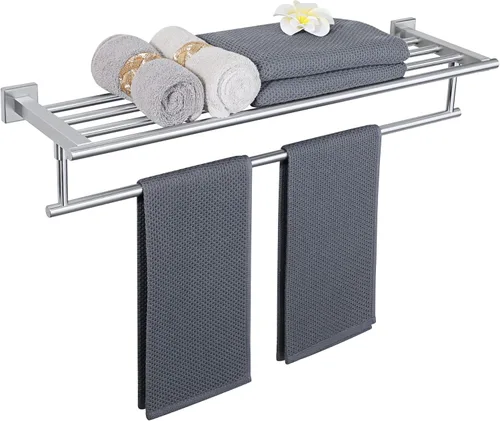Alise Toallero de 28 pulgadas para baño montado en la pared, toallero de baño con barra de toalla, toalleros dobles para baño, soporte de toallas de