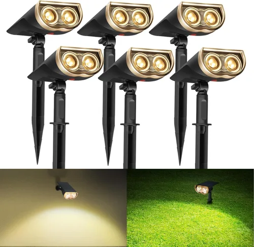 Consciot - Luces solares para exteriores, luces de encendido/apagado automático IP67 impermeables, 2 en 1, ajustables, del atardecer al amanecer,