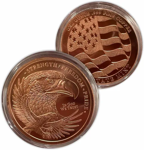 Miniatura 3 de Generic 20 unidades de 1 onza de bandera de águila de la libertad de cobre redonda en tubo de almacenamiento