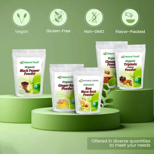 Miniatura 4 de Triphala orgánico (Trifala) en polvo - Apoya la digestión saludable - Limpieza y desintoxicación naturales suaves - 3 superalimentos ayurvédicos