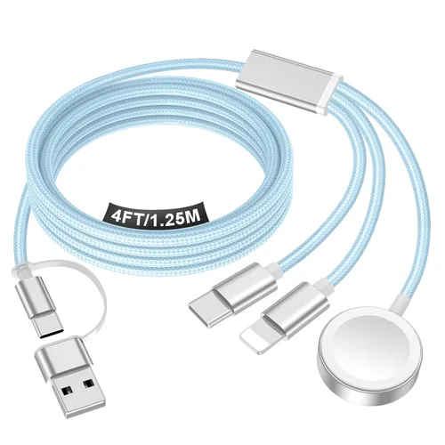 Miniatura 22 de Esenciales de viaje para cargador de Apple Watch, cargador de iPhone, cable de carga de viaje 3 en 2 tipo C/Lightning/magnético, cable de carga