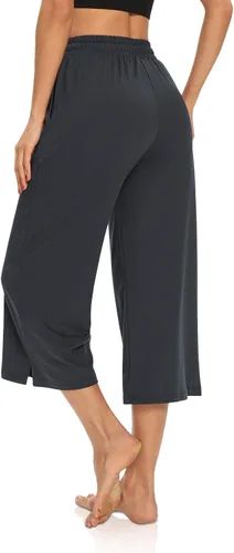 Miniatura 5 de DIBAOLONG - Pantalones capri para mujer, holgados, para yoga, con ajuste de cordón, de pierna ancha, cómodos, de descanso, pantalones deportivos