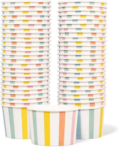 Miniatura 9 de MATICAN Tazas de papel para helado, 50 unidades de 5.5 onzas, cuencos desechables para postres para alimentos calientes o fríos, suministros