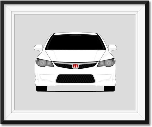 Custom Car Posters Póster hecho a mano compatible con Honda Civic Type R FD2 (2007-2011) de 3ª generación, decoración de pared, impresión metálica