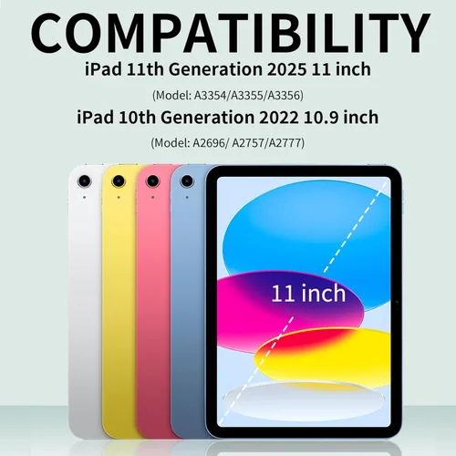 Miniatura 5 de Funda para teclado kenke para iPad de 10.ª generación (10.9 pulgadas 2022) / iPad A16 de 11.ª generación (11 pulgadas 2025) con soporte para lápiz