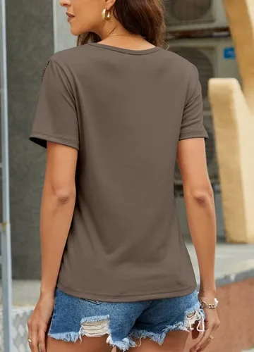 Miniatura 3 de PESION Camisas de manga corta con flecos para mujer, blusa con ribete de borlas