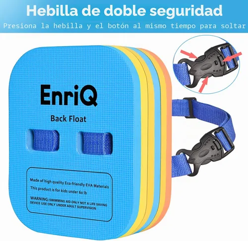 Miniatura 2 de Flotador trasero de seguridad para natación con 3 capas ajustables cinturones de natación impermeables dispositivo para niños flotadores de natación