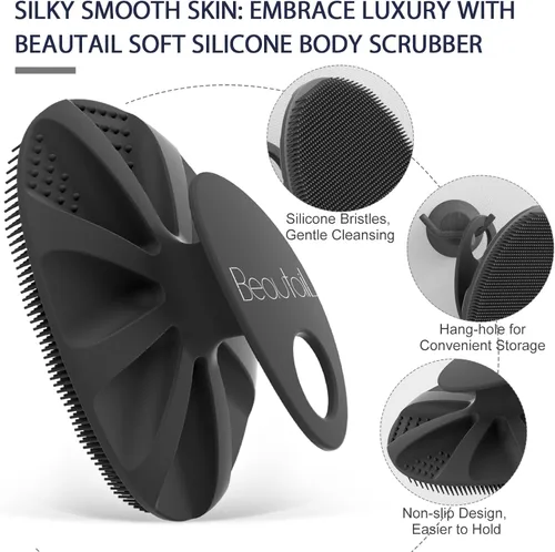 Miniatura 4 de BEAUTAIL Cepillo de silicona para ducha y baño, exfoliante suave para mujeres y hombres, piel sensible al bebé, fácil de limpiar, enjabona bien, más