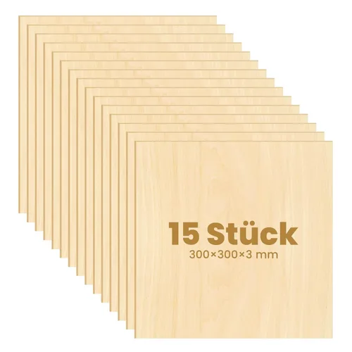 15 hojas de tilo de 1/8 pulgadas, madera contrachapada de 1/8 pulgadas x 11.8 x 11.8 pulgadas, madera contrachapada de balsa para corte láser,