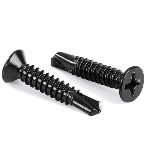 Miniatura 11 de Tornillos autorroscantes de cabeza plana #8 x 1-1/2" Tornillos de chapa metálica, acero inoxidable 410, acabado negro, 100