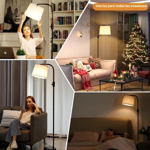 Miniatura 7 de Ambimall Lámpara de pie totalmente regulable - Lámparas de pie de 9W con bombilla LED incluida, lámparas de pie para sala de estar con cabezal R