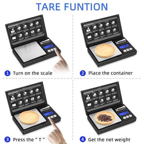 Miniatura 7 de THINKSCALE Mini báscula de bolsillo con 6 unidades, yardas, tara, báscula digital para joyas, medicinas, café, hierbas, peso cal incluido Negro
