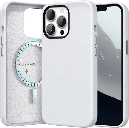 Miniatura 11 de SURPHY Compatible con iPhone 13 Pro, funda de piel sintética de alta calidad (con botones metálicos y forro de microfibra) para 13 Pro