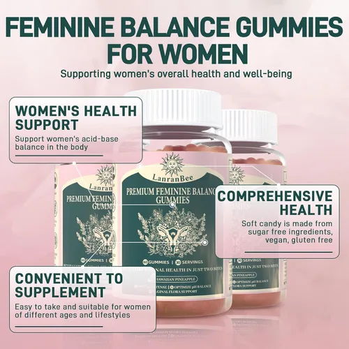 Miniatura 7 de Gomitas de equilibrio femenino prémium con probióticos vaginales para mujeres con pH equilibrado, salud y bienestar, apoyo inmunológico, vegano, sin