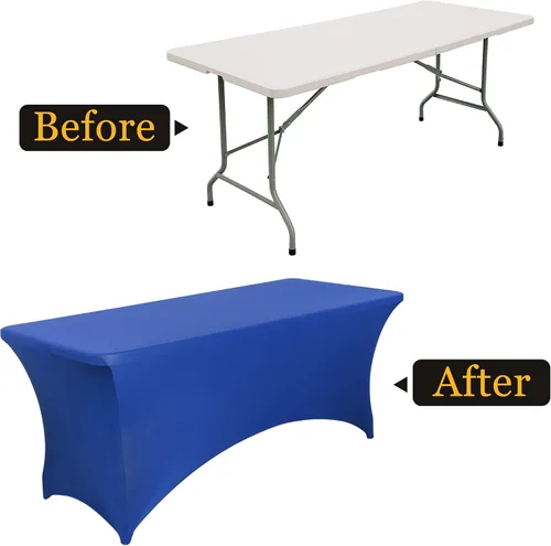 Miniatura 5 de Manteles ajustables de 4 pies para mesas rectangulares, 2 piezas, protector de mesa de elastano elástico para banquetes, camas de masaje, bodas