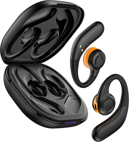 Miniatura 10 de Jzones Auriculares inalámbricos con clip de oreja abierto, Bluetooth 5.4, ligeros, cómodos, deportivos, de conducción ósea, micrófono integrado