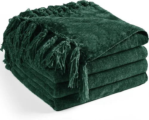 Miniatura 12 de Manta de Chenilla para Sofá 50"X 60", Mantas Suaves y Acogedoras con Flecos con Borlas para Cama Sofá Silla Cubierta, Mantas Decorativas Bohemias
