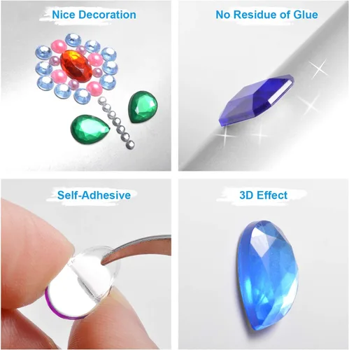 Miniatura 4 de Calcomanías de diamantes de imitación autoadhesivas, 1141 piezas de gemas para manualidades, calcomanías de cristal brillantes para manualidades