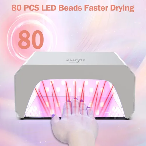 Miniatura 2 de NAILGIRLS Lámpara de uñas LED UV profesional de 60 W para salón y tecnología de uñas, 80 cuentas LED de esmalte de gel de secado rápido, recargable