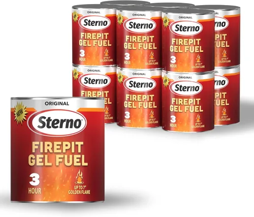 Sterno Paquete de 12 unidades de combustible en gel para fogatas - 3 horas de tiempo de combustión, sonidos realistas de madera crepitante - Sin