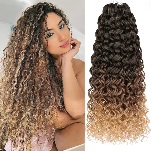 Miniatura 33 de Unionbeauty - Paquete de 8 mechones rizados con ganchillo GoGo, rizos de agua para mujer negra, rizos de playa, extensiones de cabello rizado 1b#