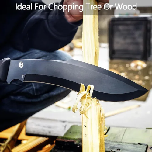 Miniatura 5 de HX Outdoors - Cuchillo machete Kukri de 14 pulgadas, acero D2 de alta calidad, cuchillo de jardinería con funda Kydex para exteriores, campamento