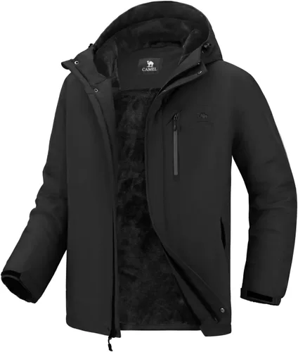 CAMEL CROWN Chaqueta de esquí para hombre, impermeable, abrigo de nieve de invierno, resistente al viento, forro polar cálido, con capucha, parka