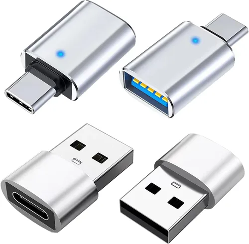 2* USB C macho a USB 3.0 hembra adaptador convertidor y 2* USB 2.0 macho a USB C hembra adaptador OTG para carga y transmisión de datos (paquete de