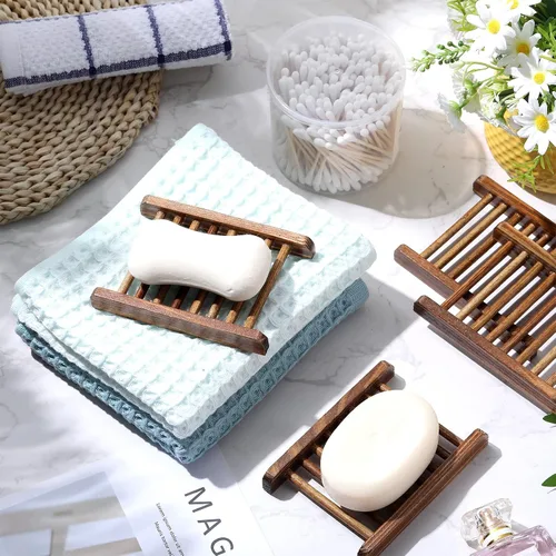 Miniatura 6 de Jabonera de bambú para jabonera de madera, ahorro de bandeja de jabón de madera, estuche de madera para ducha, rectangular, bañera, ducha, platos