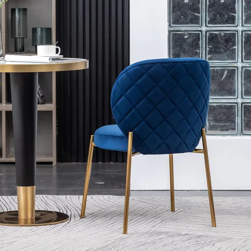 Miniatura 8 de Amoa - Juego de 2 patas de metal dorado contemporáneas con sillas de comedor tapizadas de terciopelo, color azul